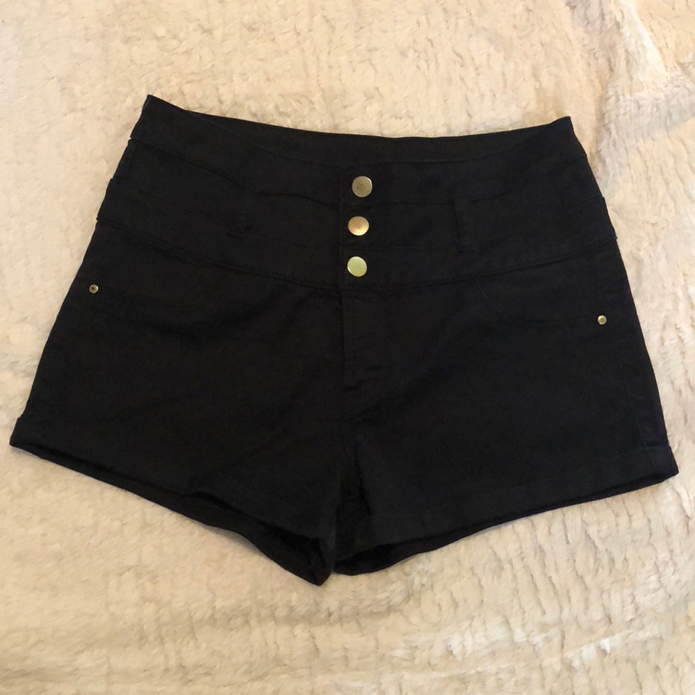 Black High Waist button fly shorts Size 6